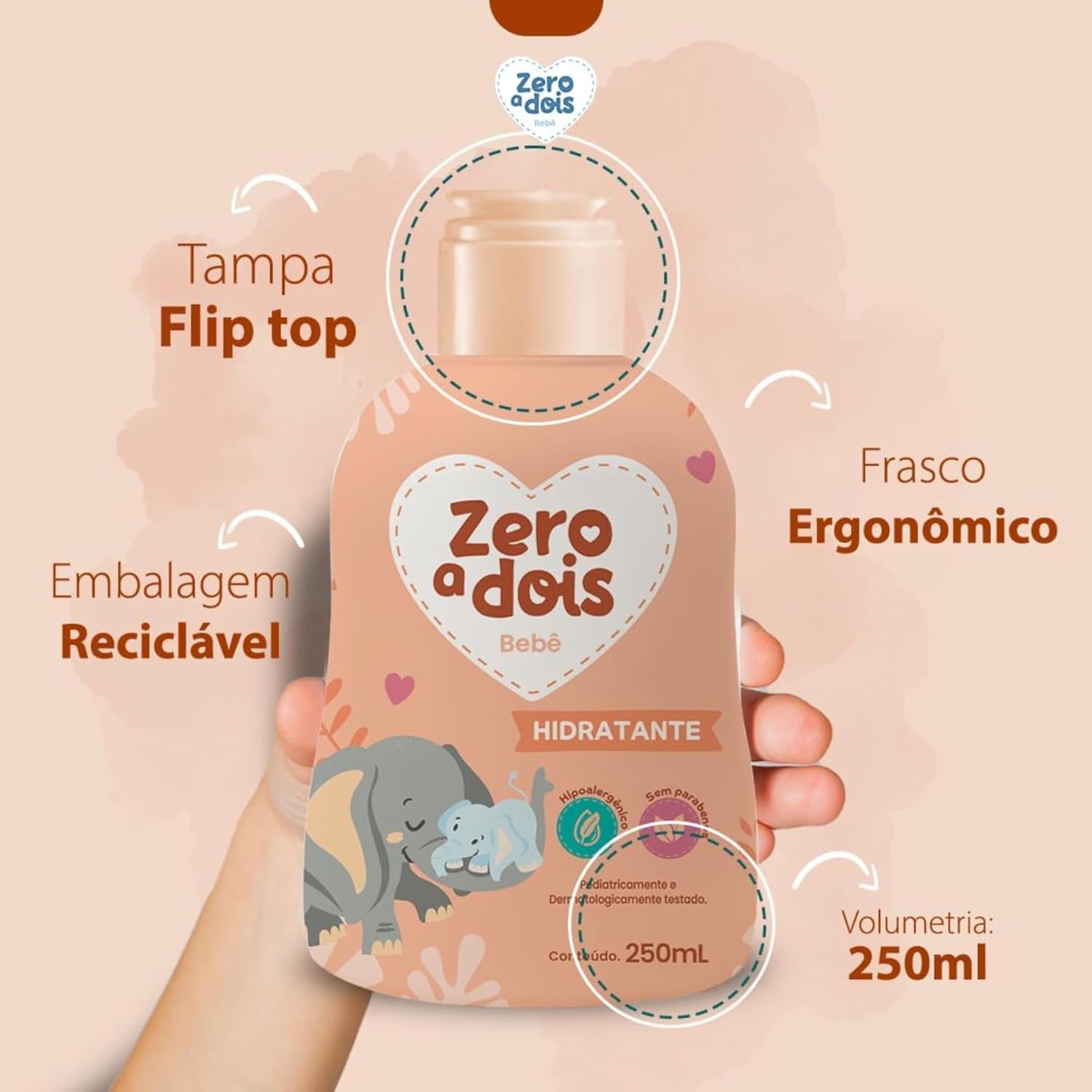 Loção Hidratante para Bebê Zero a Dois 3