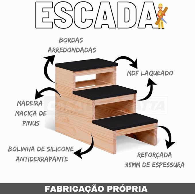 Escada Rampa Cães e Gatos 3 Degraus  2
