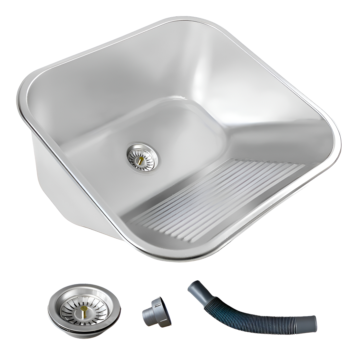 Tanque Inox Lavanderia 55x45 com Válvula Aço Inox 3
