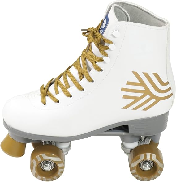 Patins Quad Retrô Branco & Dourado Bel 3
