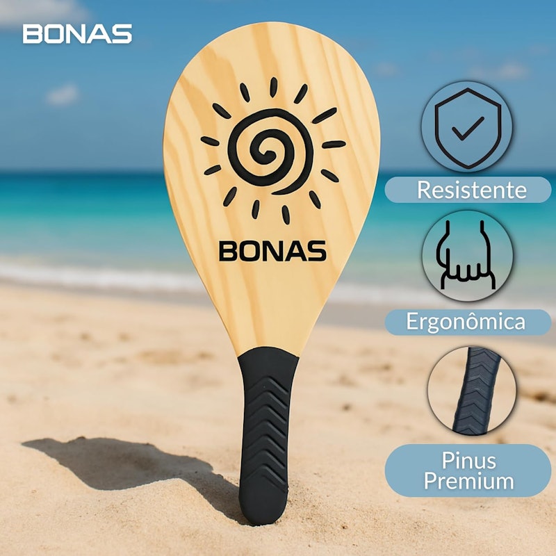 Kit Raquetes de Frescobol + 4 Bolas Bonas 3