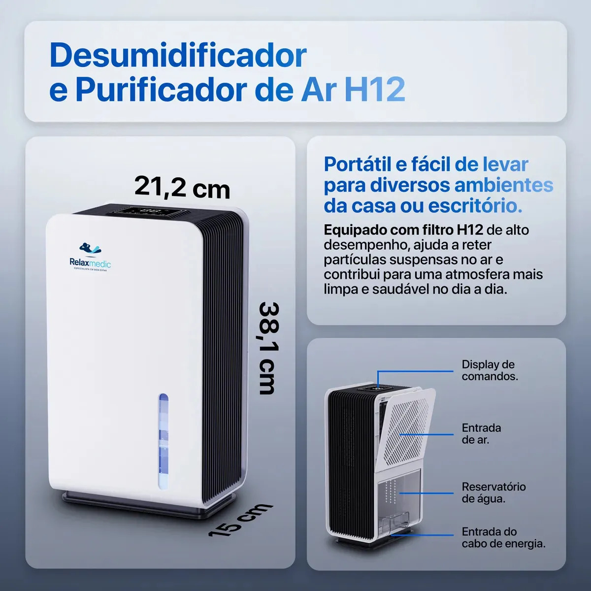 Desumidificador e Purificador de Ar H12 5
