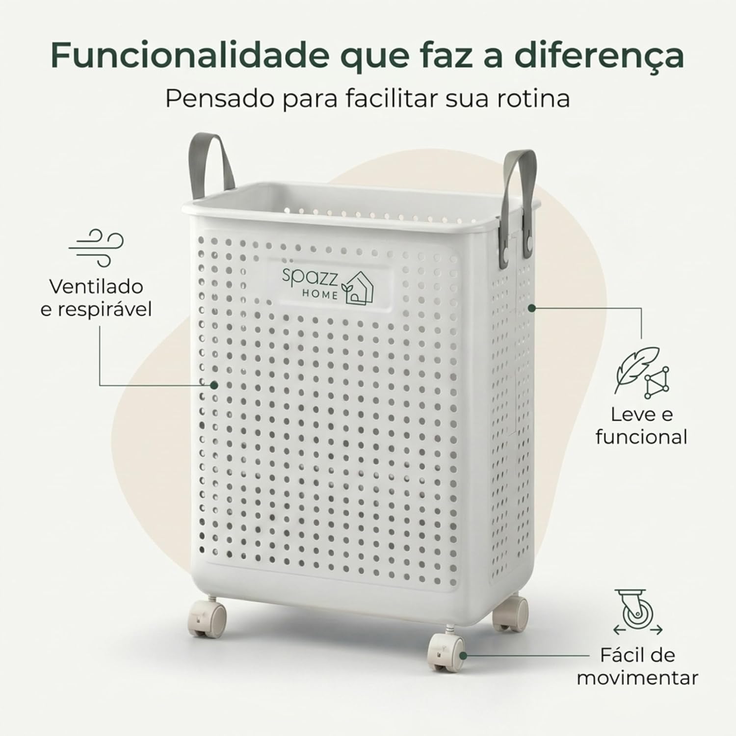 Cesto de Roupa Suja Compacto com Rodas 4
