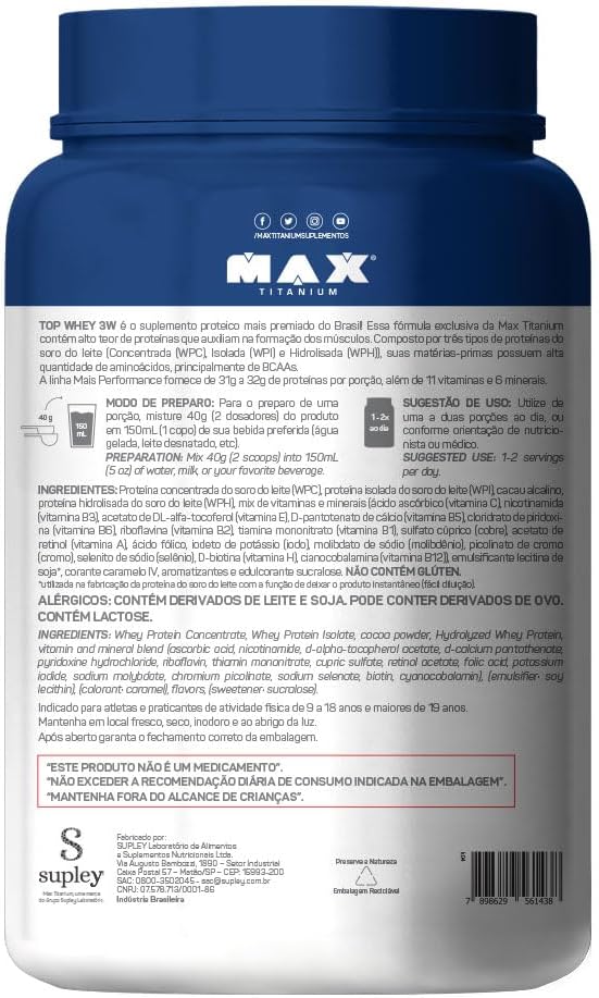 Top Whey 3W + Performance Max Titanium 5