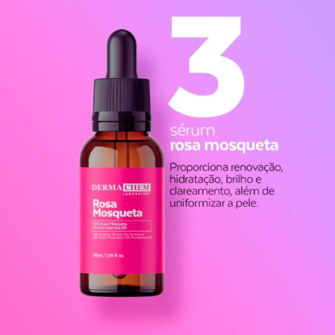 Kit Skincare Rosa Mosqueta Sabonete Gel Esfoliante e Sérum Hyaluronic 4