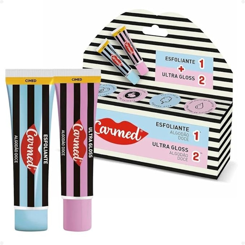 Kit SOS Lábios Esfoliante + Ultra Gloss Brilho Aroma Algodão Doce 1