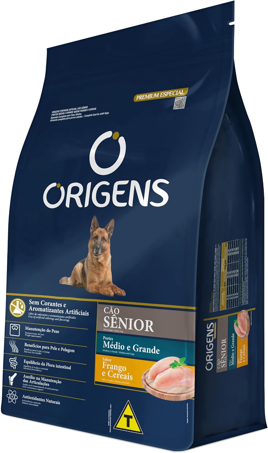 Origens Premium Especial Select Cão Sênior Portes Médio e Grande Sabor Frango e Cereais 1