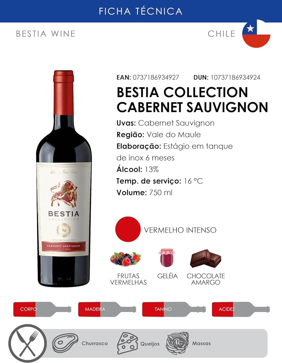 Vinho Tinto Chileno Bestia Collection Cabernet Sauvignon 3