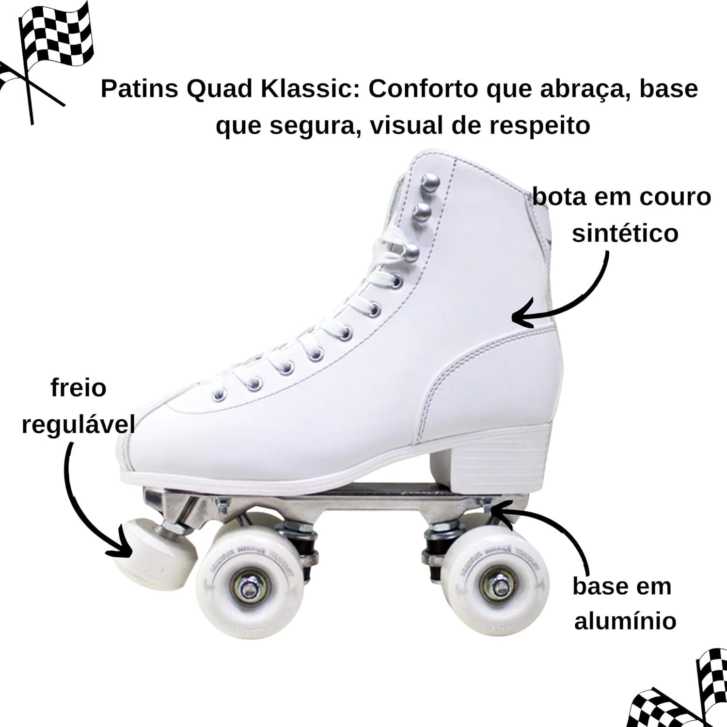 Patins Klassic Branco 58 x 32 mm ABEC-5 2
