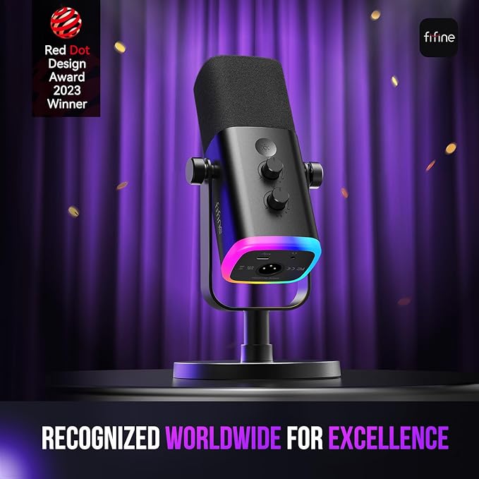 Microfone Dinâmico Fifine AmpliGame AM8 USB/XLR com RGB 2