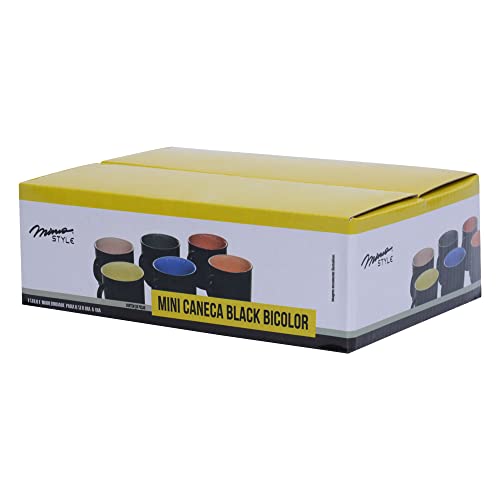 Mini Caneca Preta Cerâmica Bicolor 6 Peças 4