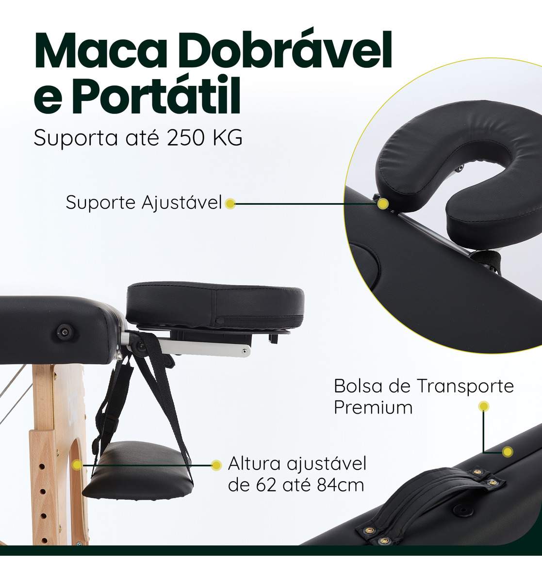 Cama Maca de Massagem Portátil Premium 3