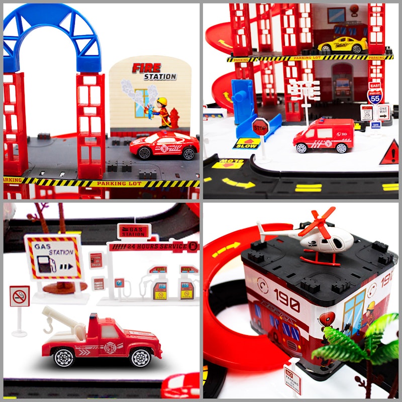 Pista Carrinhos Auto Posto com Plataforma 3