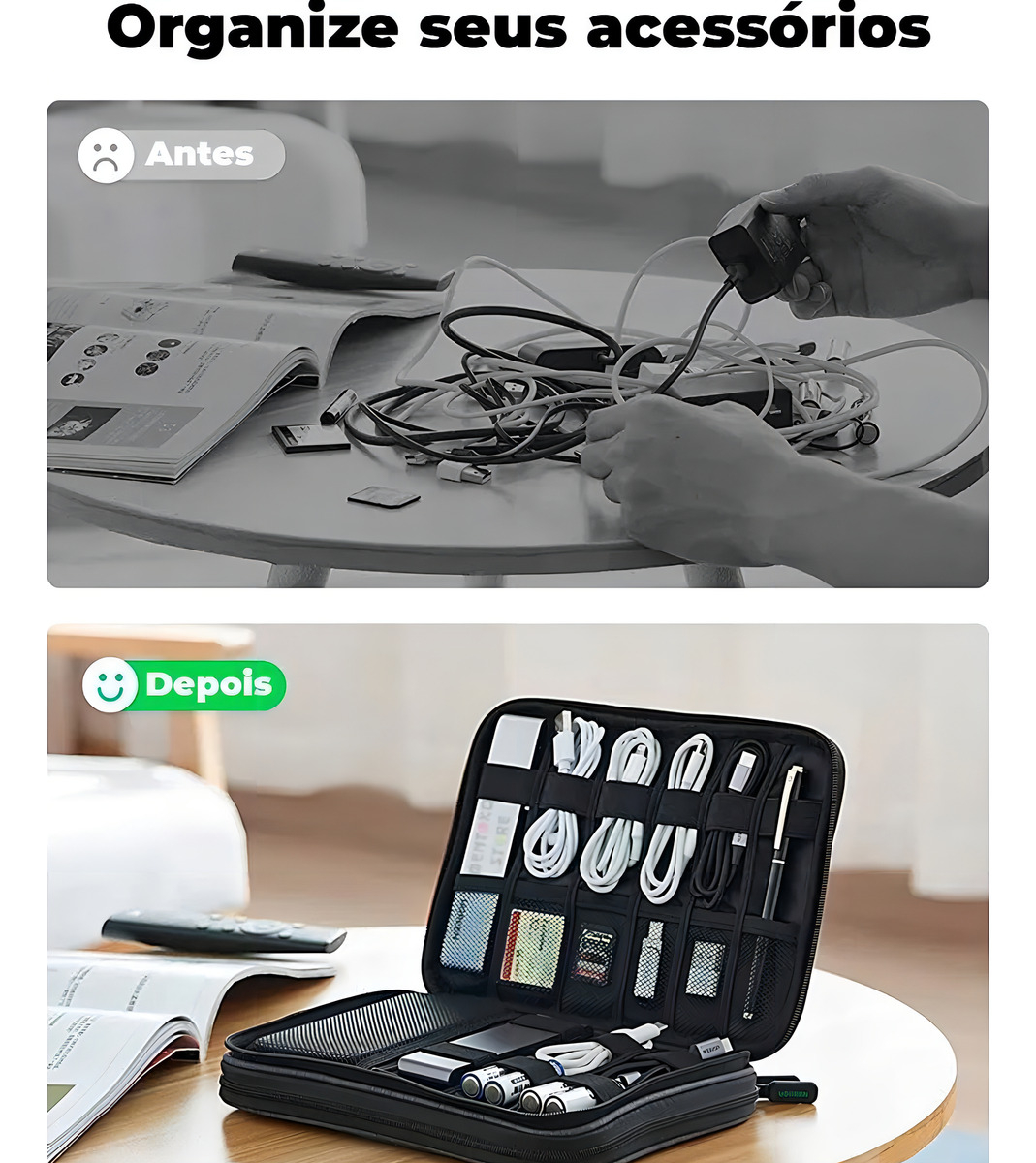Case Bag Estojo Organizador Ugreen para Cabos HD Acessórios 3