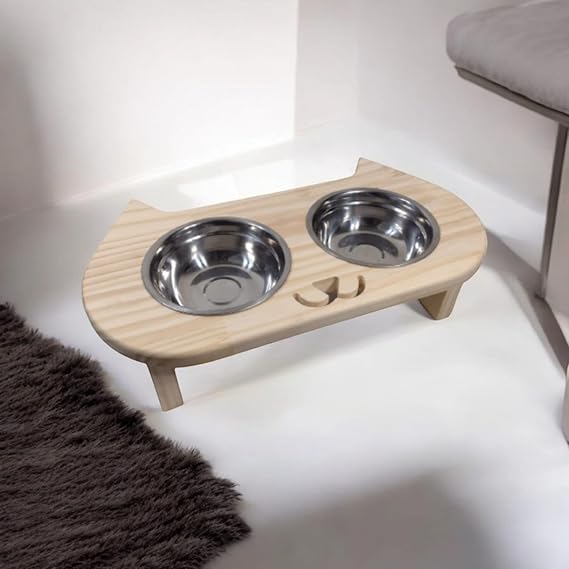 Comedouro Pet Elevado para Gatos 2 Tigelas Aço Inox Tamanho Pequeno 3