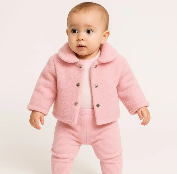 Casaquinho Bebê Menina Pelúcia Manga Longa Inverno Pelo V1 1