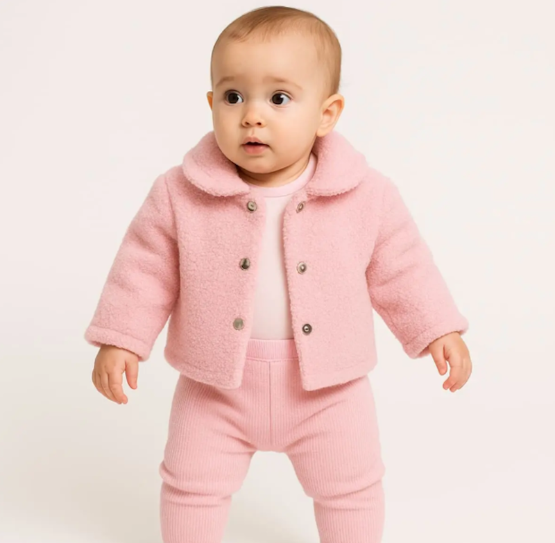 Casaquinho Bebê Menina Pelúcia Manga Longa Inverno Pelo V1 1