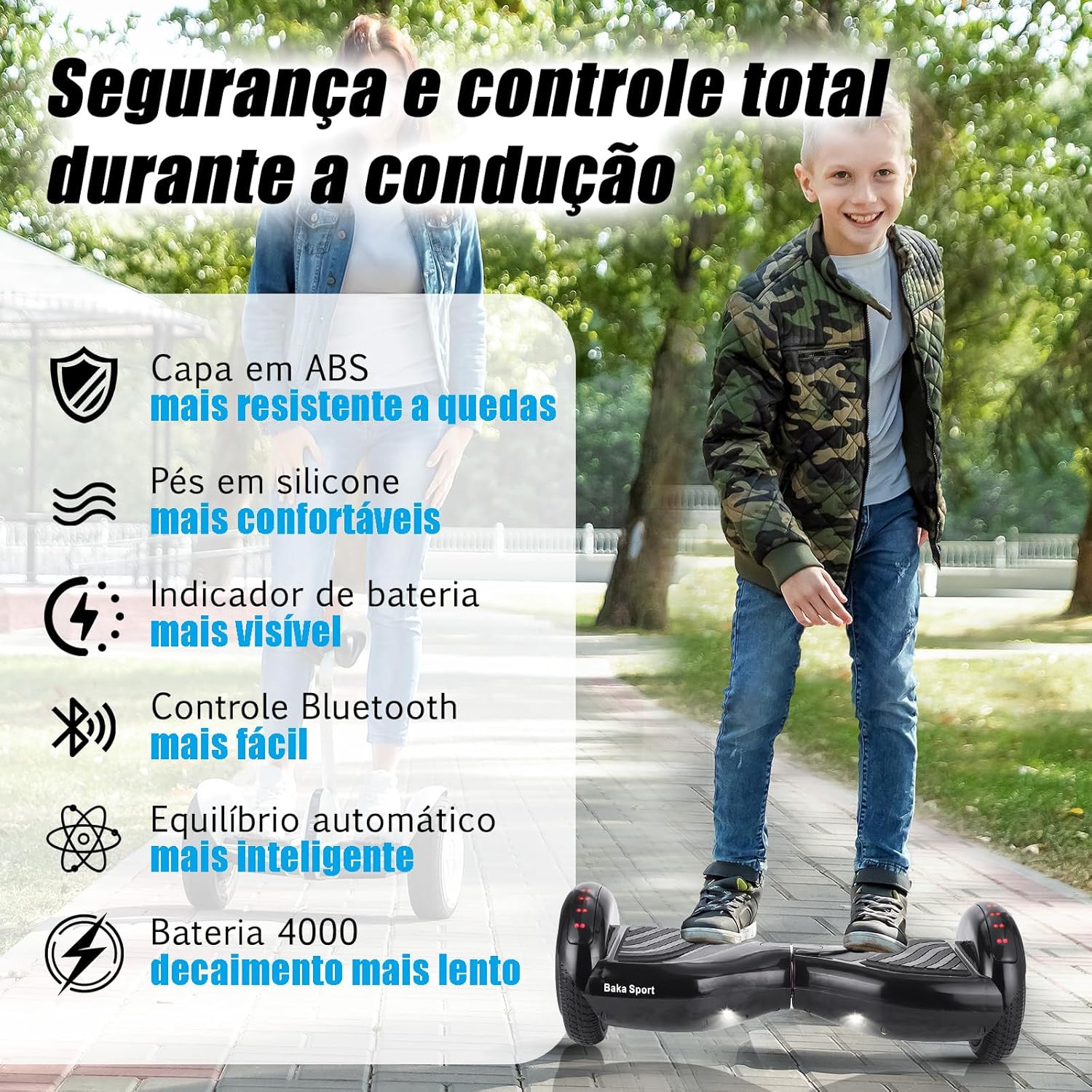 Hoverboard Elétrico com Luzes LED Double S 4