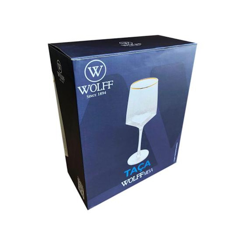 Conjunto 2 Taças de Vinho de Cristal com Fio de Ouro Taj 600 ml 5