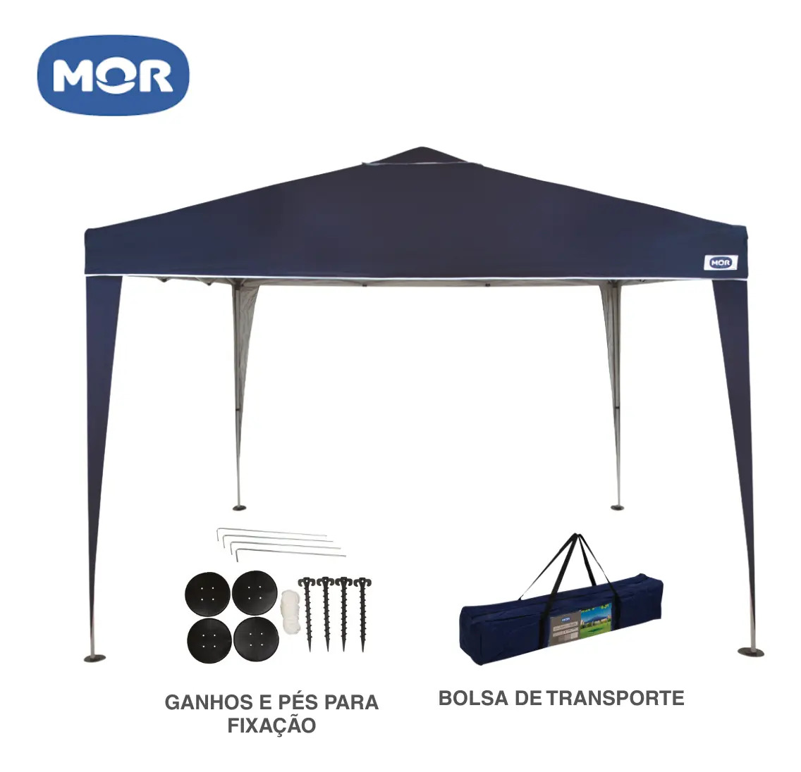 Gazebo X-Flex Oxford com Silvercoating Azul 3 x 3 m Mor 3