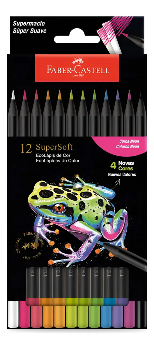 Lápis de Cor SuperSoft Redondo 12 Cores Neon 1
