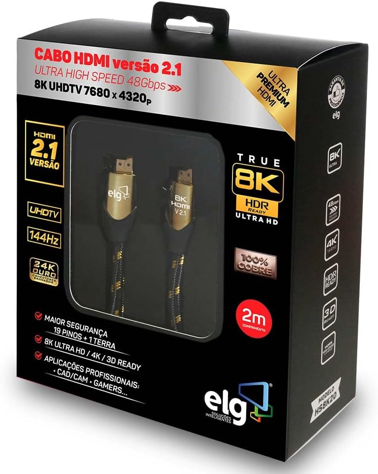 Cabo HDMI Versão 2.1 8K Ultra High Speed com Ethernet 5