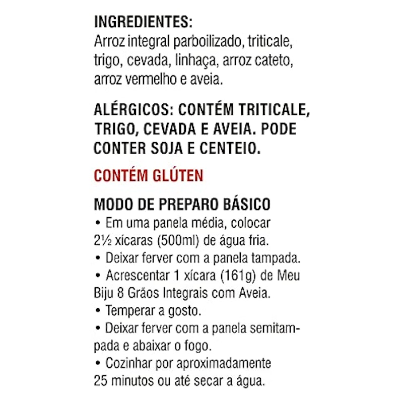Arros Meu Biju 8 Grãos Integrais com Aveia 3