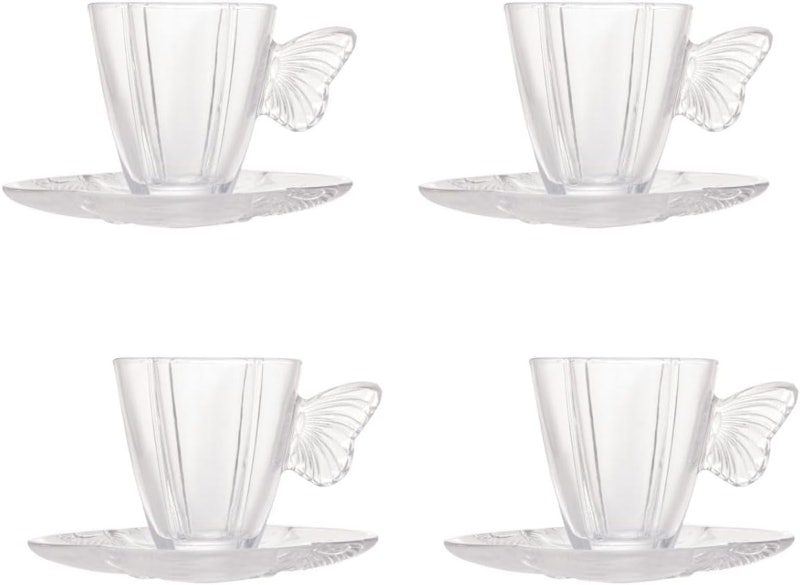 Conjunto 4 Xícaras de Café de Vidro com Pires Butterfly 2