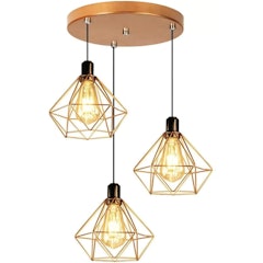 Lustre Pendente Diamante Triplo Aramado E27 Cobre E-Led Brasil