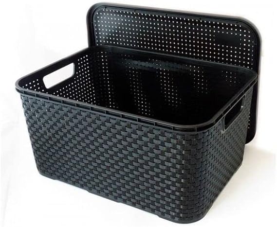 Organizador Rattan com Tampa Preto 20 L 2