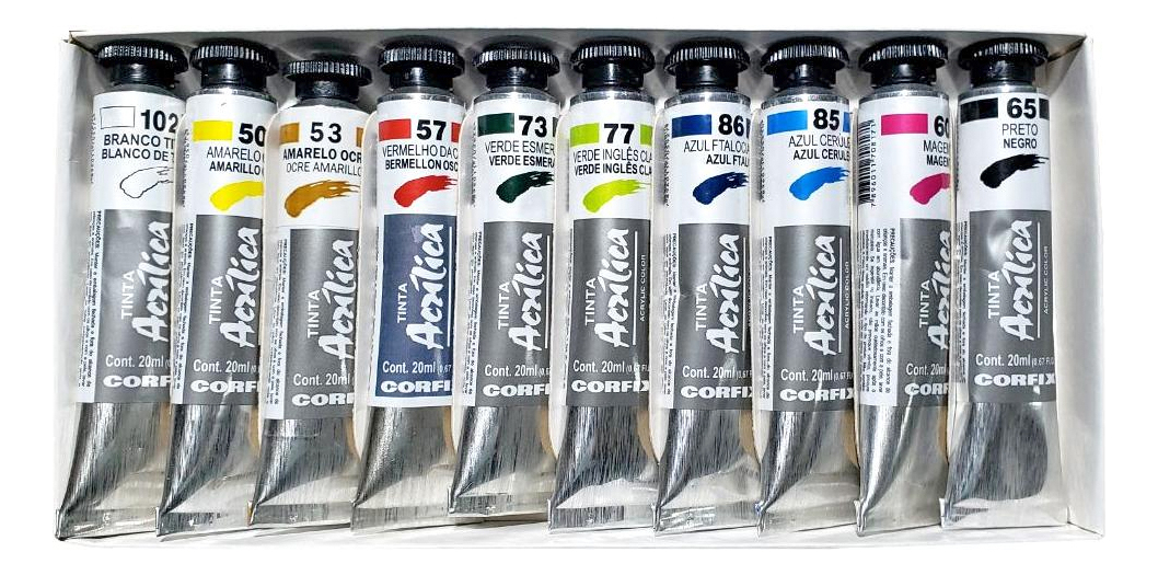 Estojo Tinta Acrílica 10 Cores 2