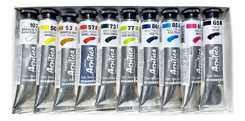 Estojo Tinta Acrílica 10 Cores 2