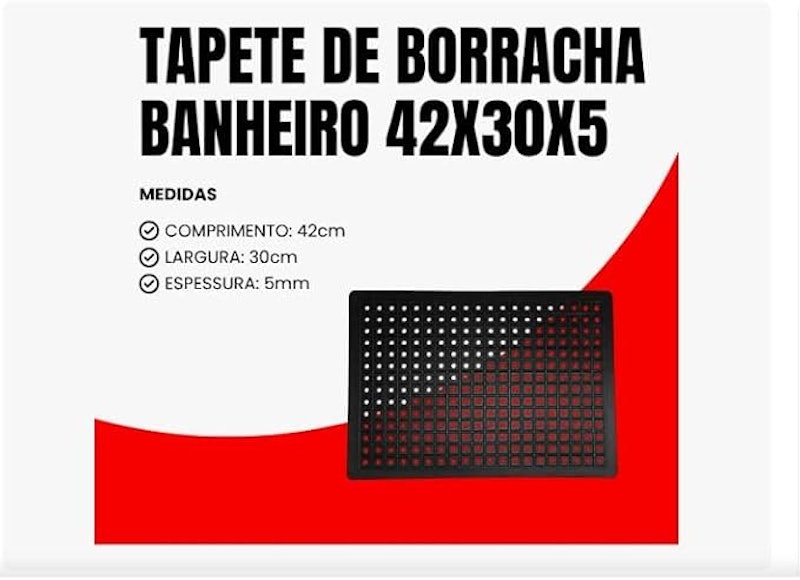 Tapete de Borracha Antiderrapante para Box 42 x 30 cm 4