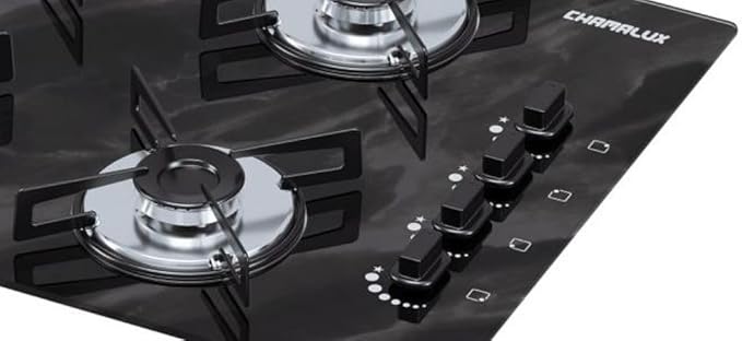 Cooktop 4 Bocas Ultra Chama Marmore Preto Chapa 4