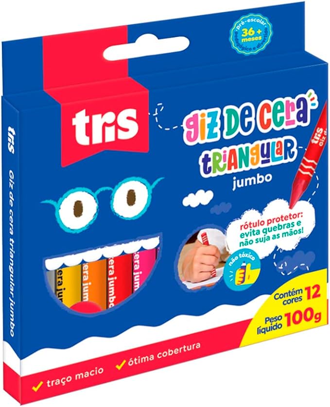 Giz de Cera Jumbo Triangular – 12 Cores 2