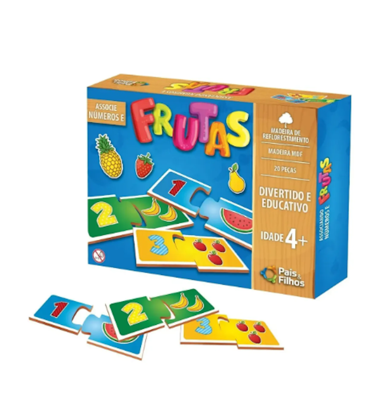Associe Números e Frutas - Madeira 1