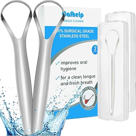 Kit 2 Raspadores de Língua em Aço Inoxidável Cirúrgico Cafhelp 1