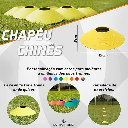 Kit Treino Agilidade 4 Cones + 6 Chapéus Chinês + 1 Escada de Agilidade 5