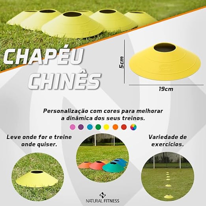 Kit Treino Agilidade 4 Cones + 6 Chapéus Chinês + 1 Escada de Agilidade 5