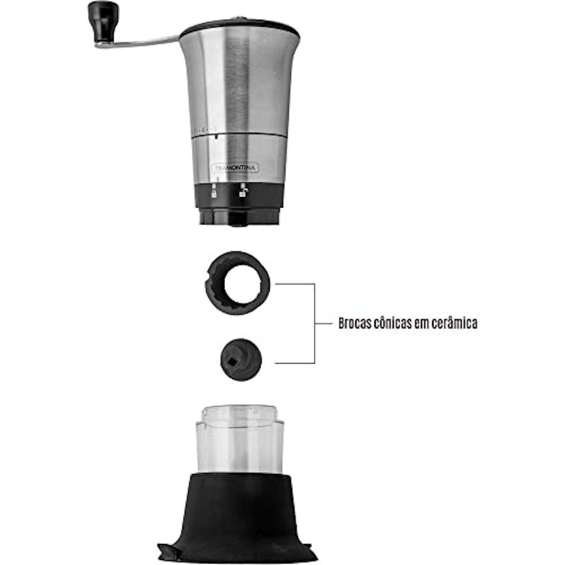 Moedor para Café Tramontina em Aço Inox com Copo de Acrílico e Moinho em Cerâmica 5