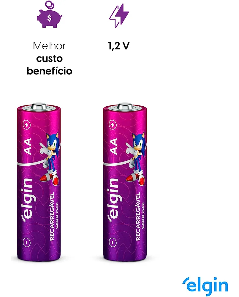 Pilha Recarregável AA 2.500Mah  4