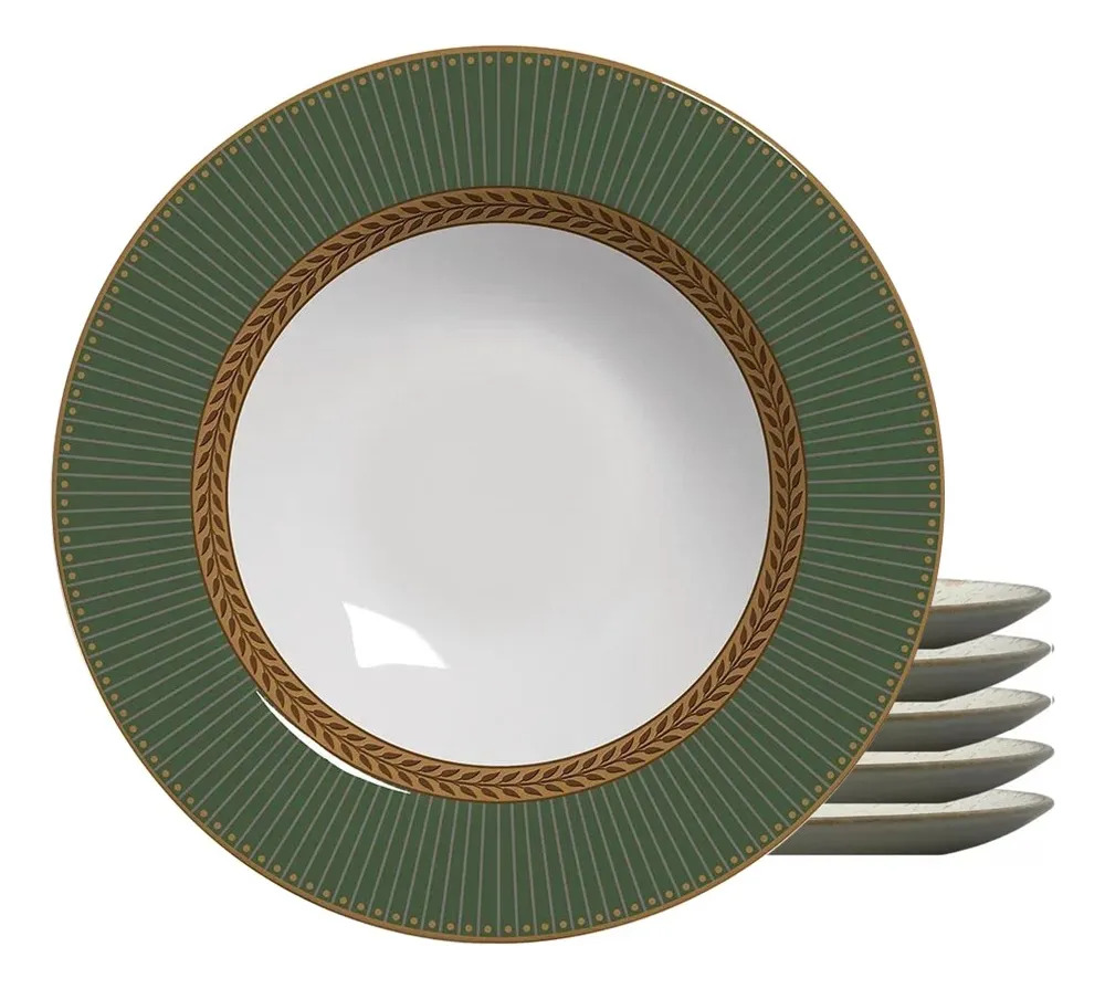 Conjunto com 6 Pratos Fundo Celebrate Verde 25 cm 1