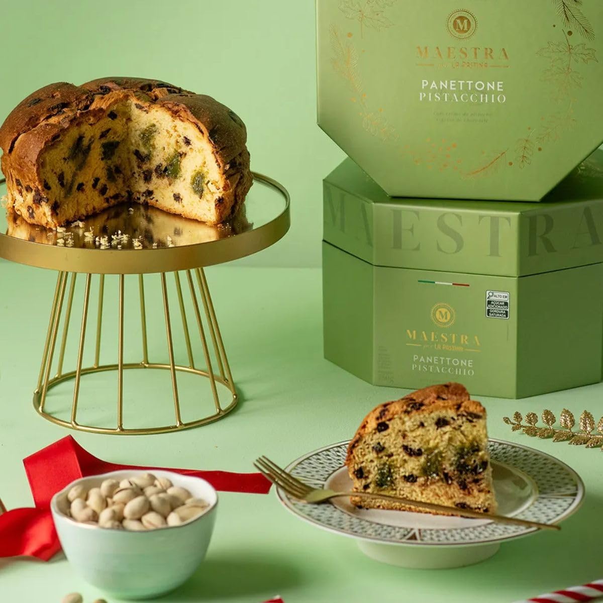 Panettone Creme Pistache/Chocolate 750 g Maestra Per La Pastina 3