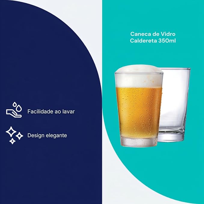 Jogo de Copos de Vidro Caldereta 350 ml 4
