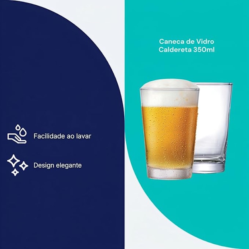 Jogo de Copos de Vidro Caldereta 350 ml 4