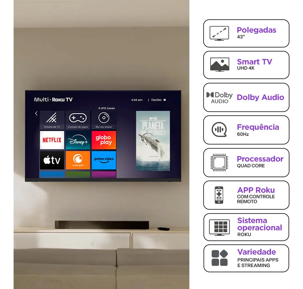 Smart TV Multi Roku 43" TL082E 3