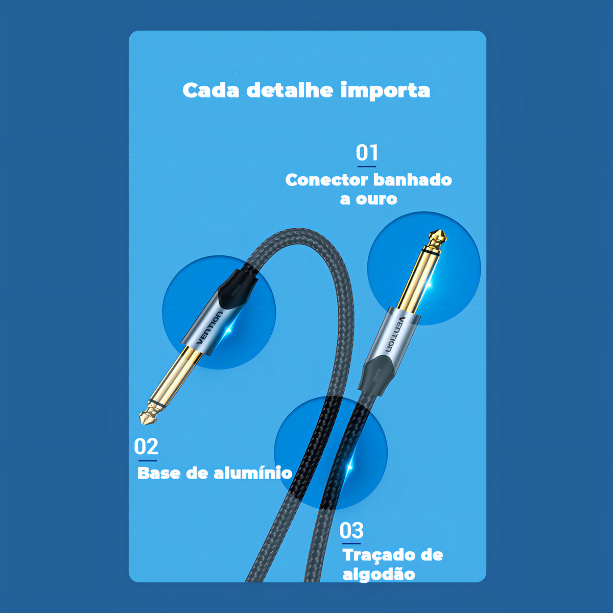 Cabo Áudio P10 6.5 Vention 5 m 5