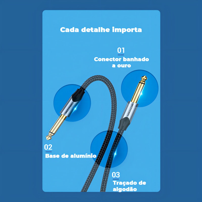 Cabo Áudio P10 6.5 Vention 5 m 5