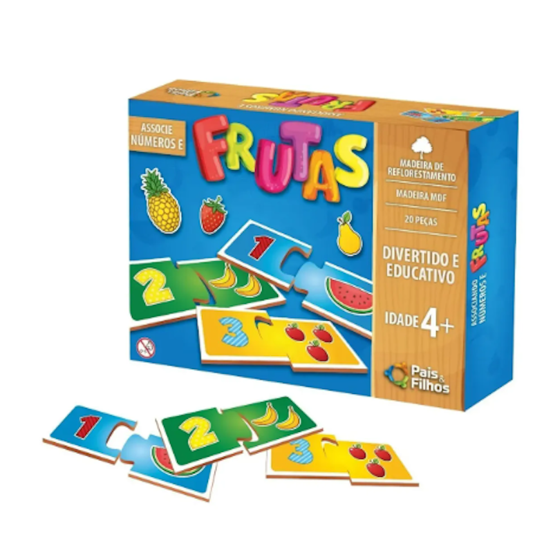 Associe Números e Frutas - Madeira 3