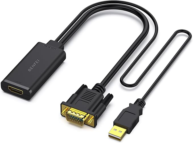 Adaptador VGA para HDMI Conversor 1080p com Áudio de Computador/Laptop Fonte VGA para TV/Monitor 1